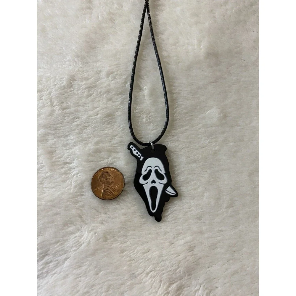 Scream Ghostface Horror Movie Pendant Necklace Black Choker Halloween Spooky Fal